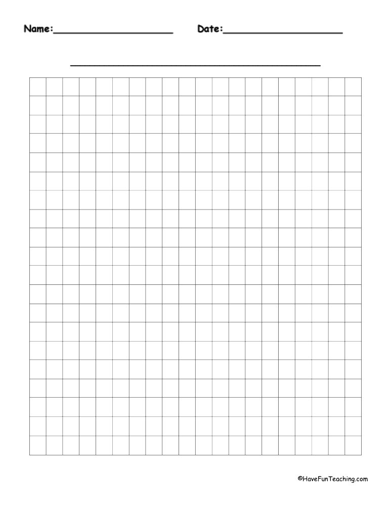 20 By 20 Blank Graph Paper Have Fun Teaching