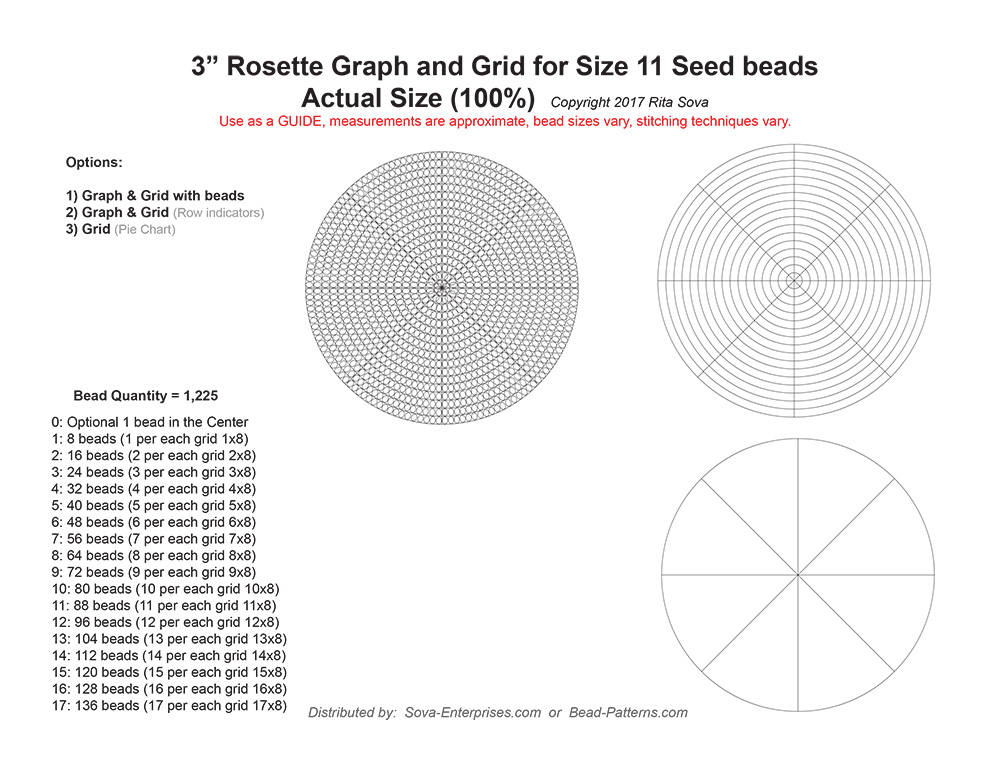 3 quot Rosette Graph Grid For Size 11 Seed Beads Bead Patterns