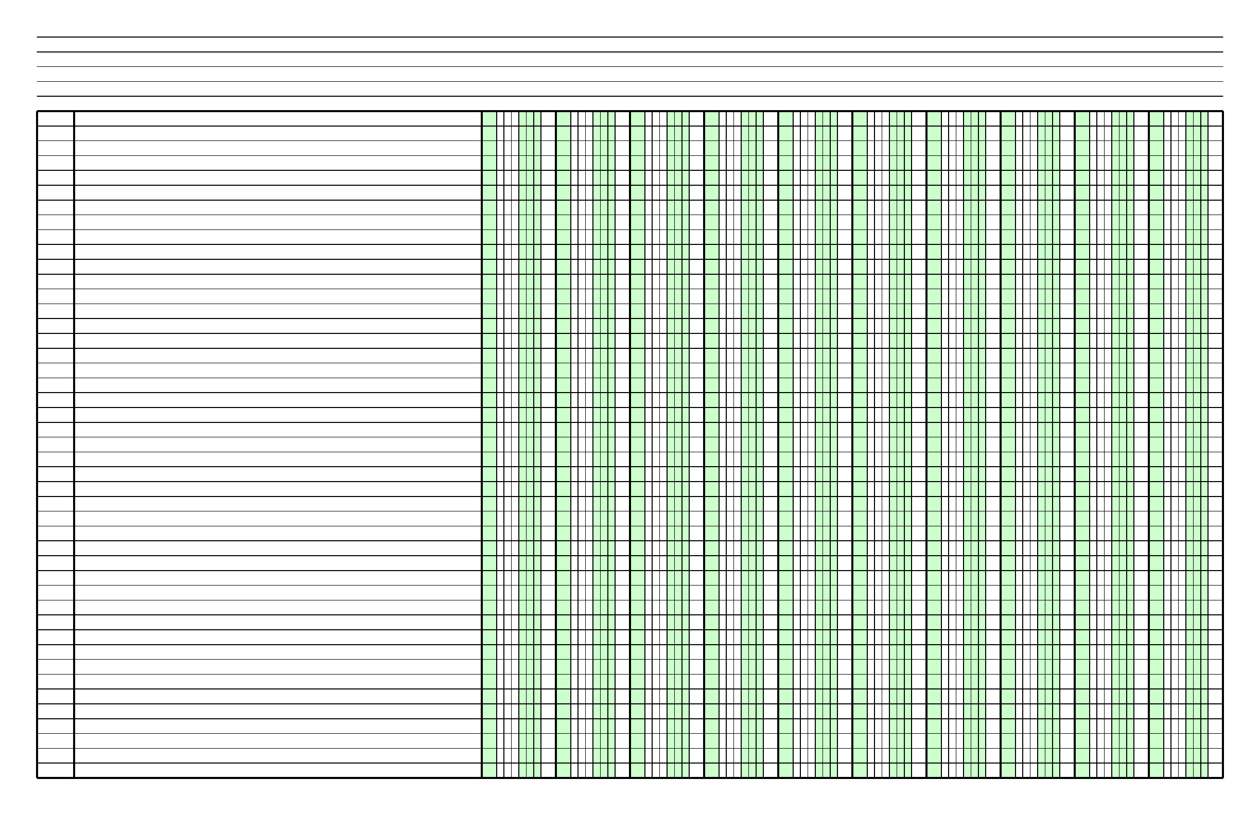 Columnar Paper With Ten Columns On Ledger Sized Paper In Landscape 