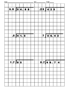 Decimal Long Division On Graph Paper By Math In Motion TpT