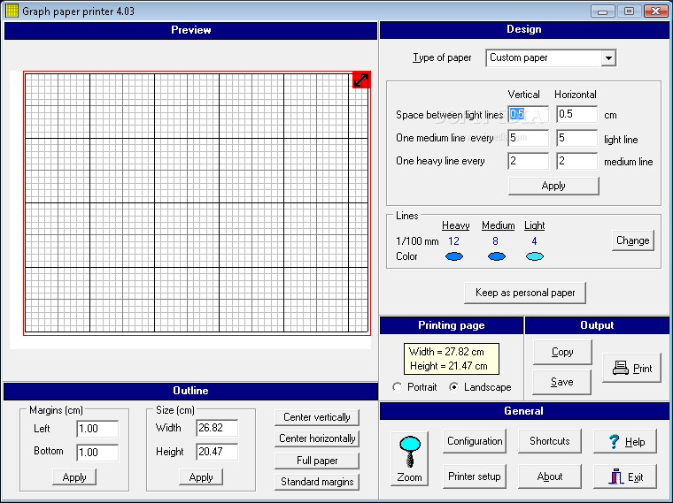 Graph Paper Printer 4.03 Download Free