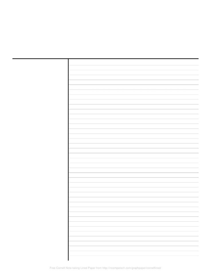 Free Online Graph Paper Cornell Note taking Lined Note Paper Graph 