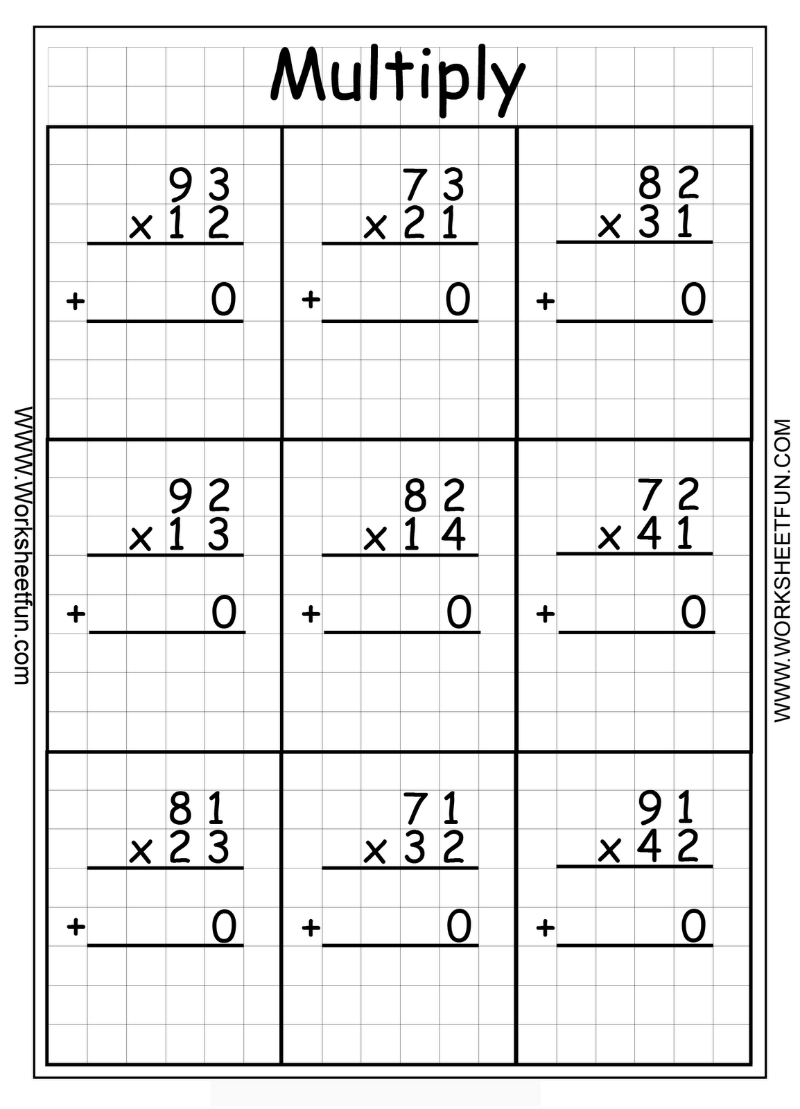 Multiplication 2 Digit By 2 Digit Multiplication Pinterest 