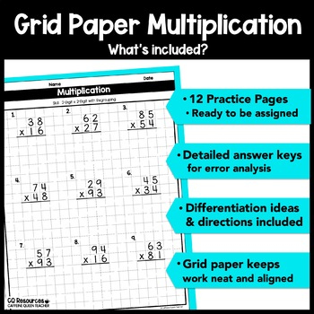 Multiplication Worksheets Multi Digit Multiplication On Graph Paper