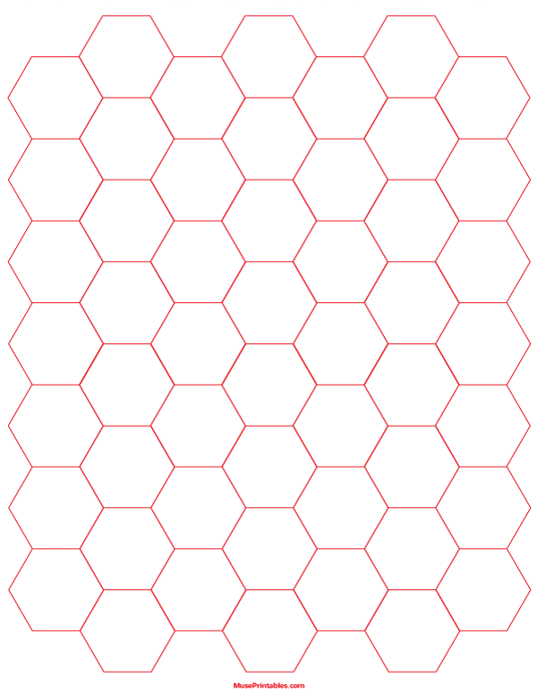 Printable 3 4 Inch Red Hexagon Graph Paper For Letter Paper Free 