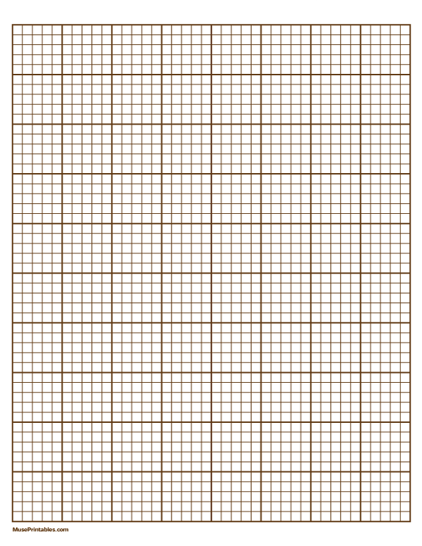 Printable 5 Squares Per Inch Brown Graph Paper For Letter Paper