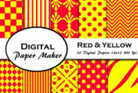 Red And Yellow Digital Paper Designs That Can Be Used For Etsy