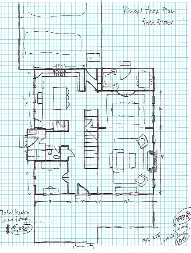 Ringel House Plan Graph Paper First Floor Drawing House Plans