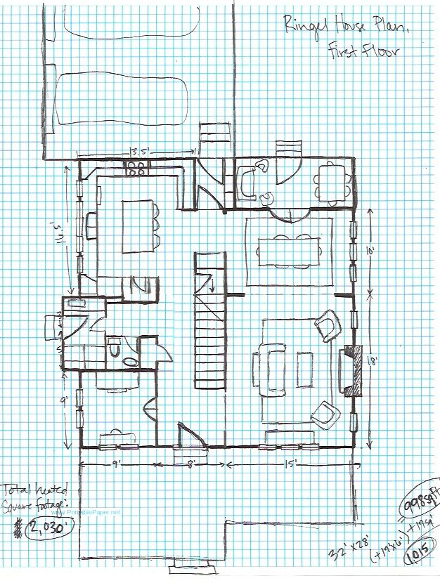 Ringel House Plan Graph Paper First Floor Drawing House Plans 