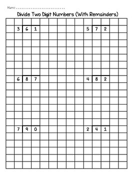 Two And Three Digit Long Division On Graph Paper By Hope As An Anchor