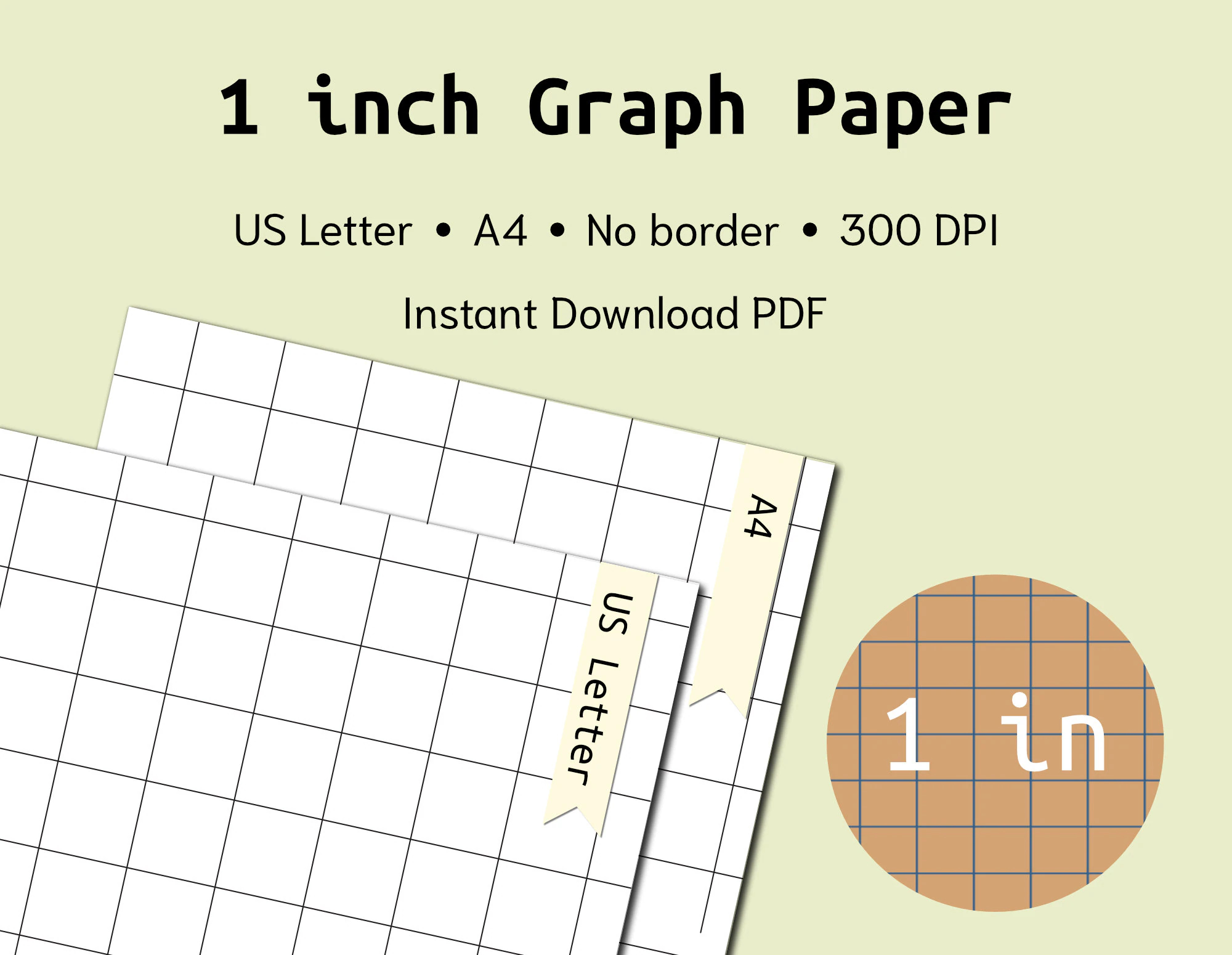 1 Inch Printable Grid Graph Paper