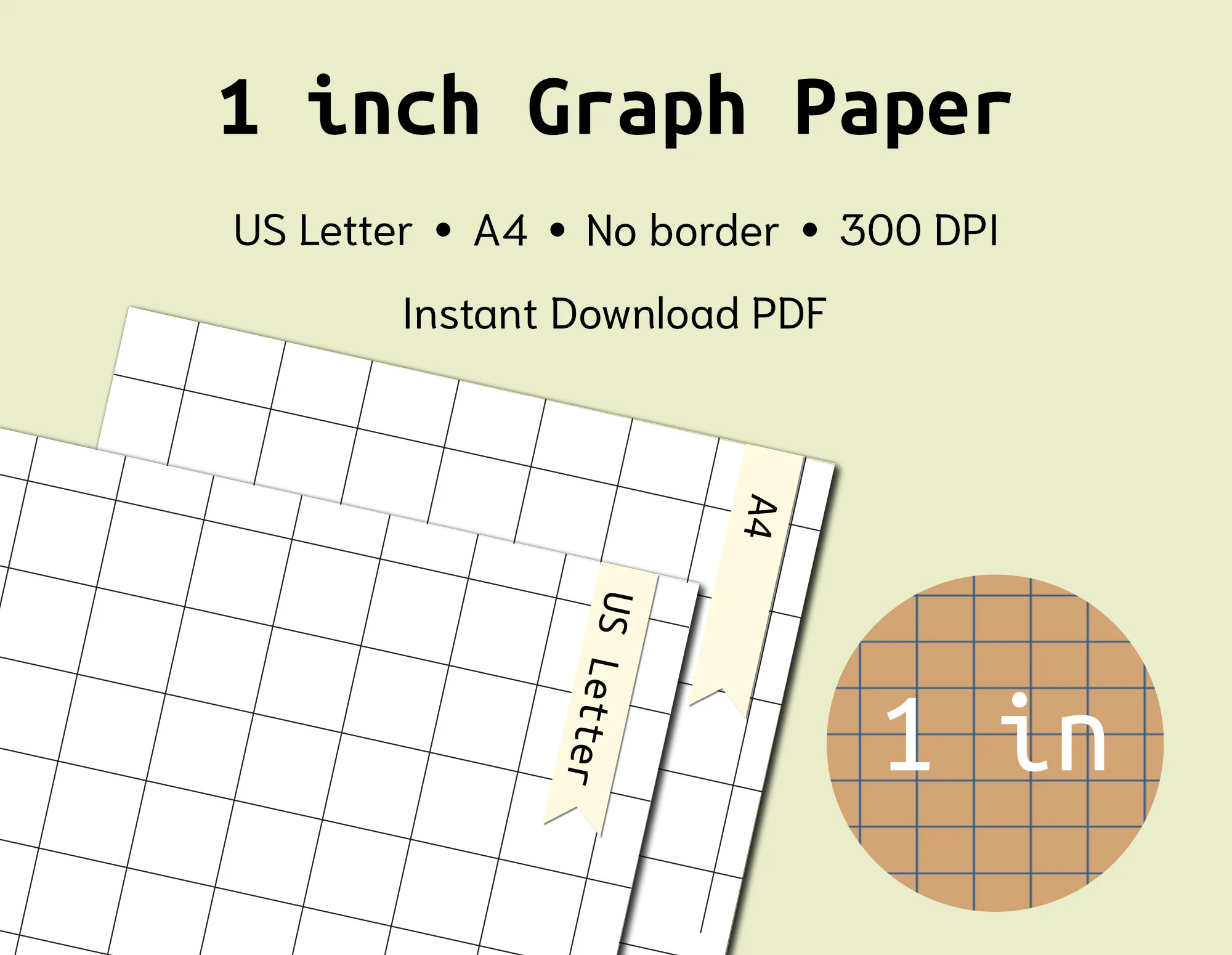 1 Inch Printable Grid Graph Paper