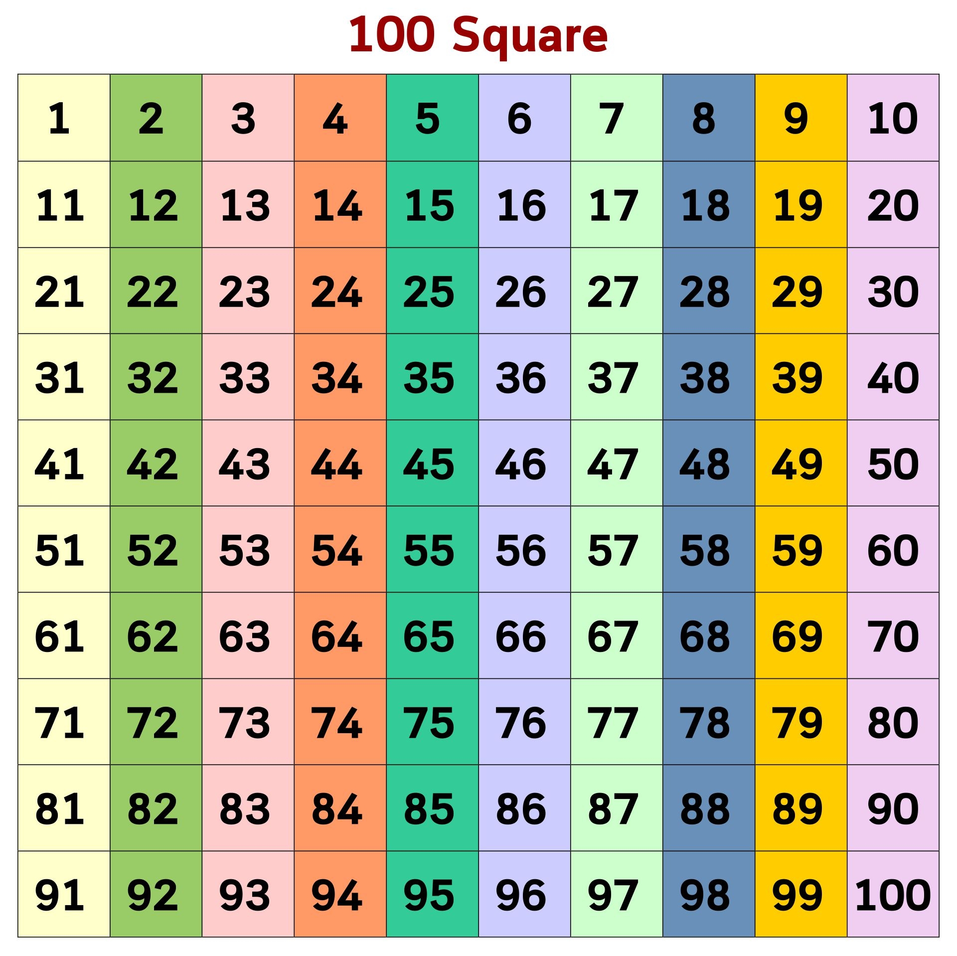 100 Block Grid Printable