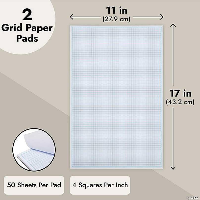 2 Pack Engineering Graph Paper 11x17 Quadrille Grid Paper For Drafting 4 Squares Per Inch 50 Sheets Each Pad Oriental Trading