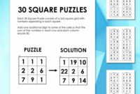 30 Square Logic Puzzles Math Love