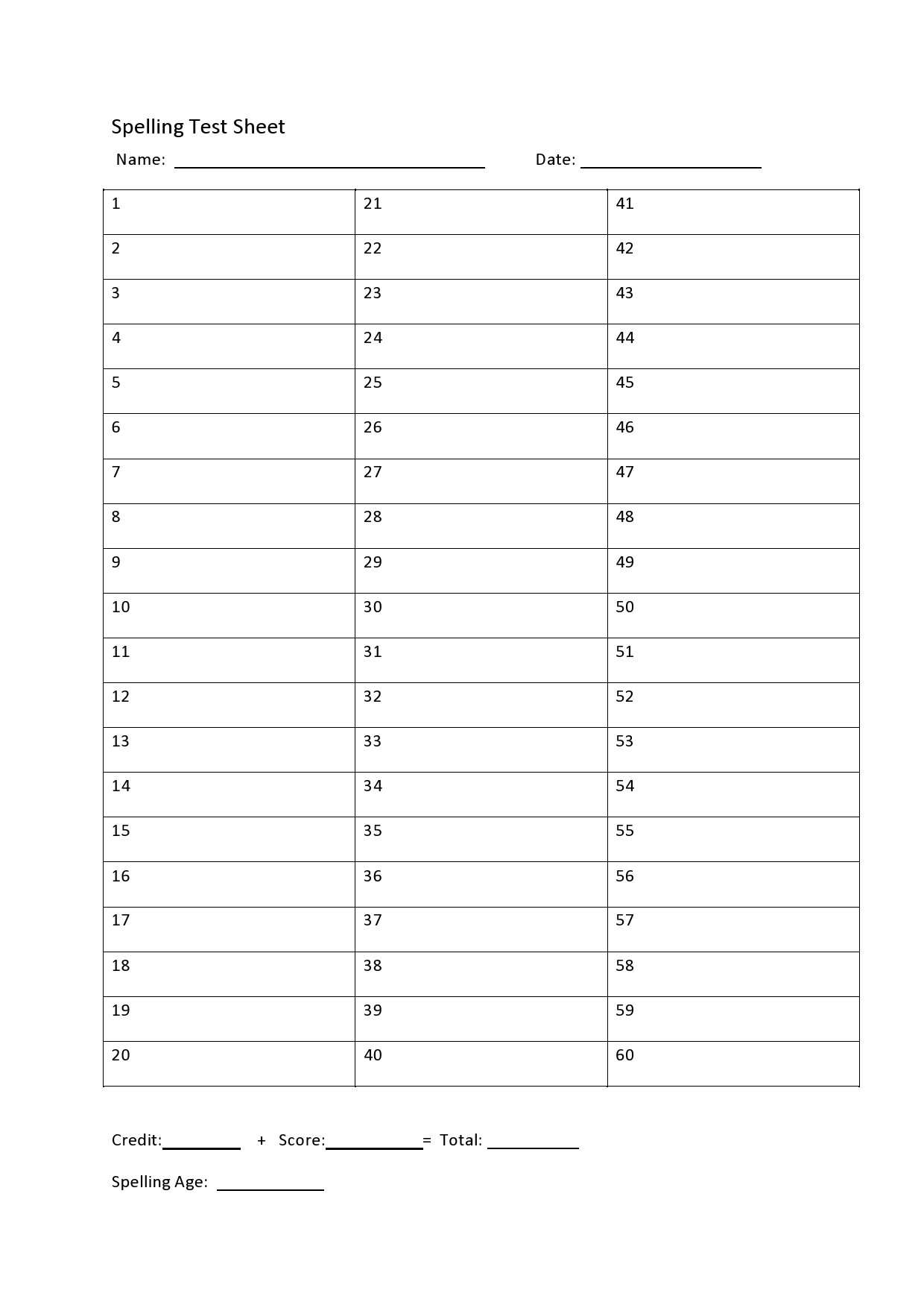 38 Printable Spelling Test Templates Word PDF TemplateLab
