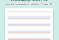 4 lined Writing Practice Paper Handwriting Penmanship Calligraphy Sheet Colored Grey Portrait Landscape A4 Letter PDF Download Etsy