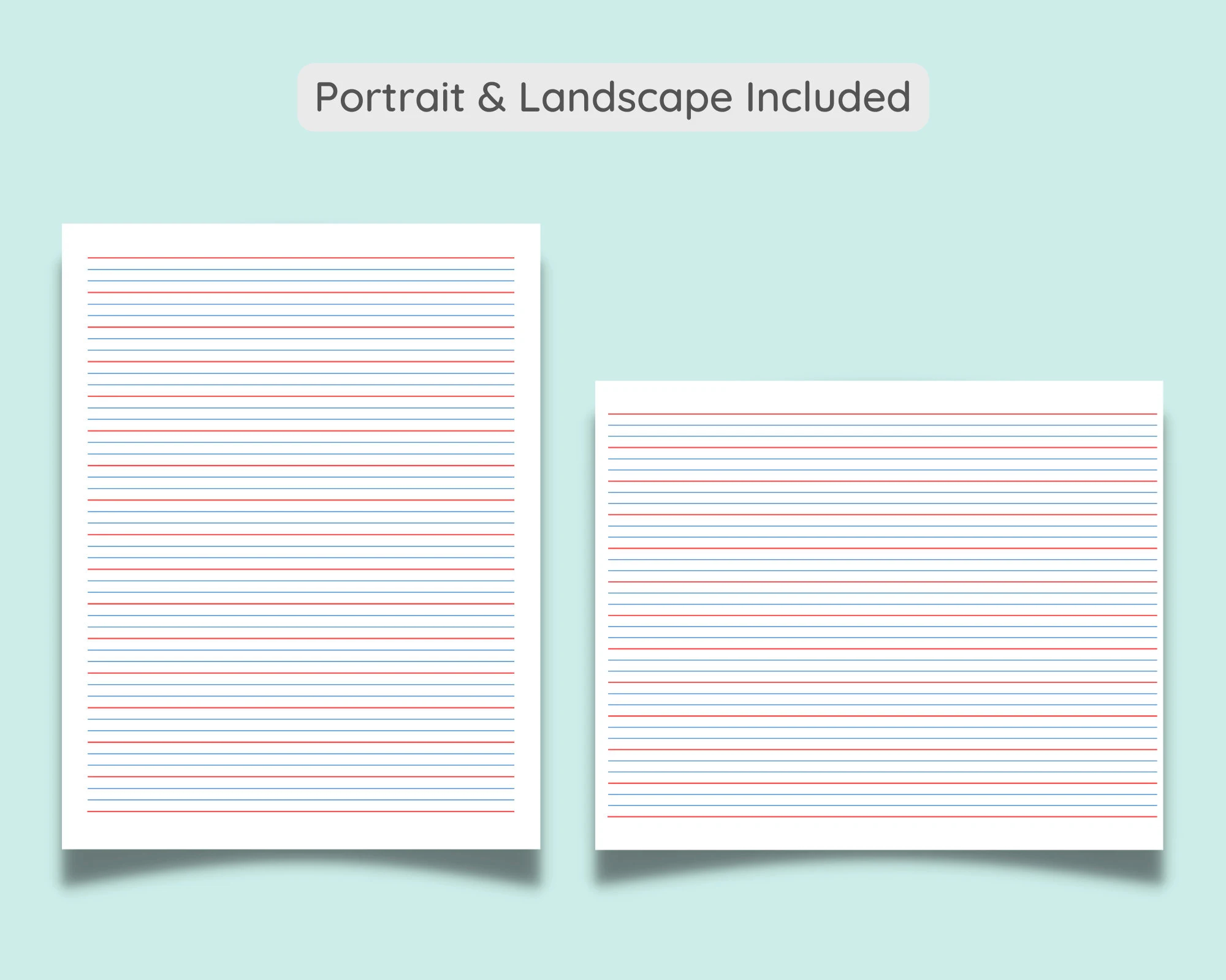 4 lined Writing Practice Paper Handwriting Penmanship Calligraphy Sheet Colored Grey Portrait Landscape A4 Letter PDF Download Etsy