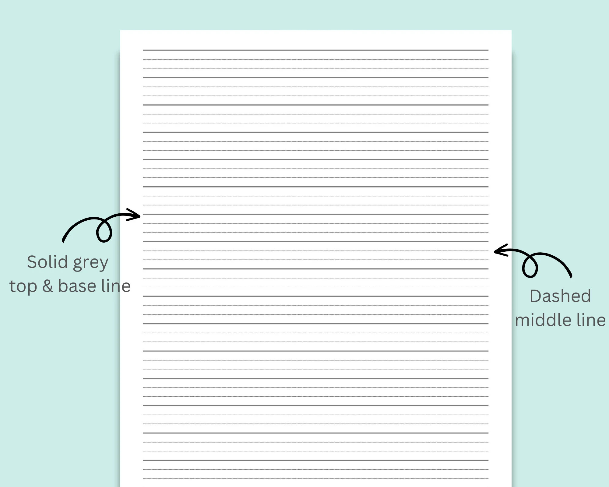 4 lined Writing Practice Paper Handwriting Penmanship Calligraphy Sheet Colored Grey Portrait Landscape A4 Letter PDF Download Etsy