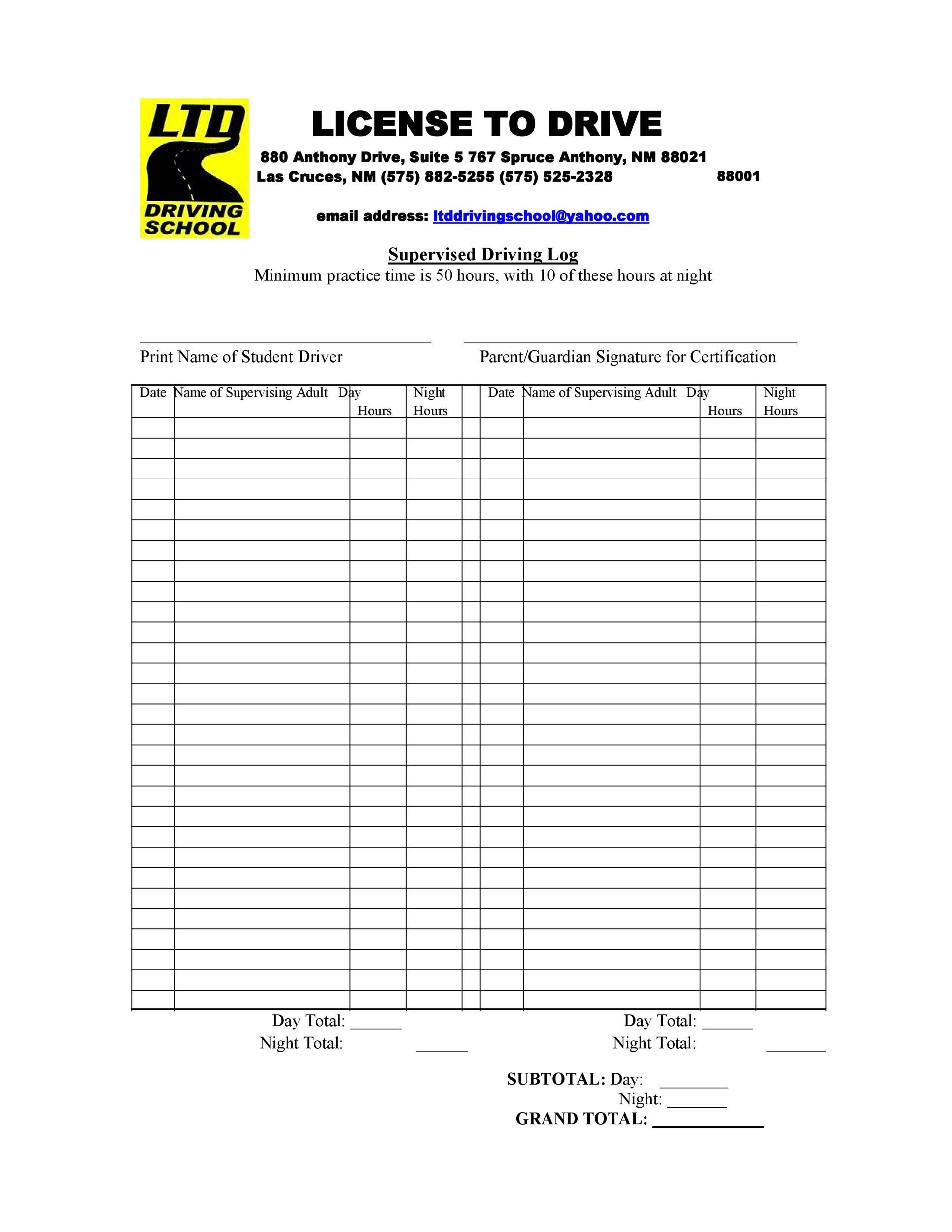 Paper Driving Log CDL Printable