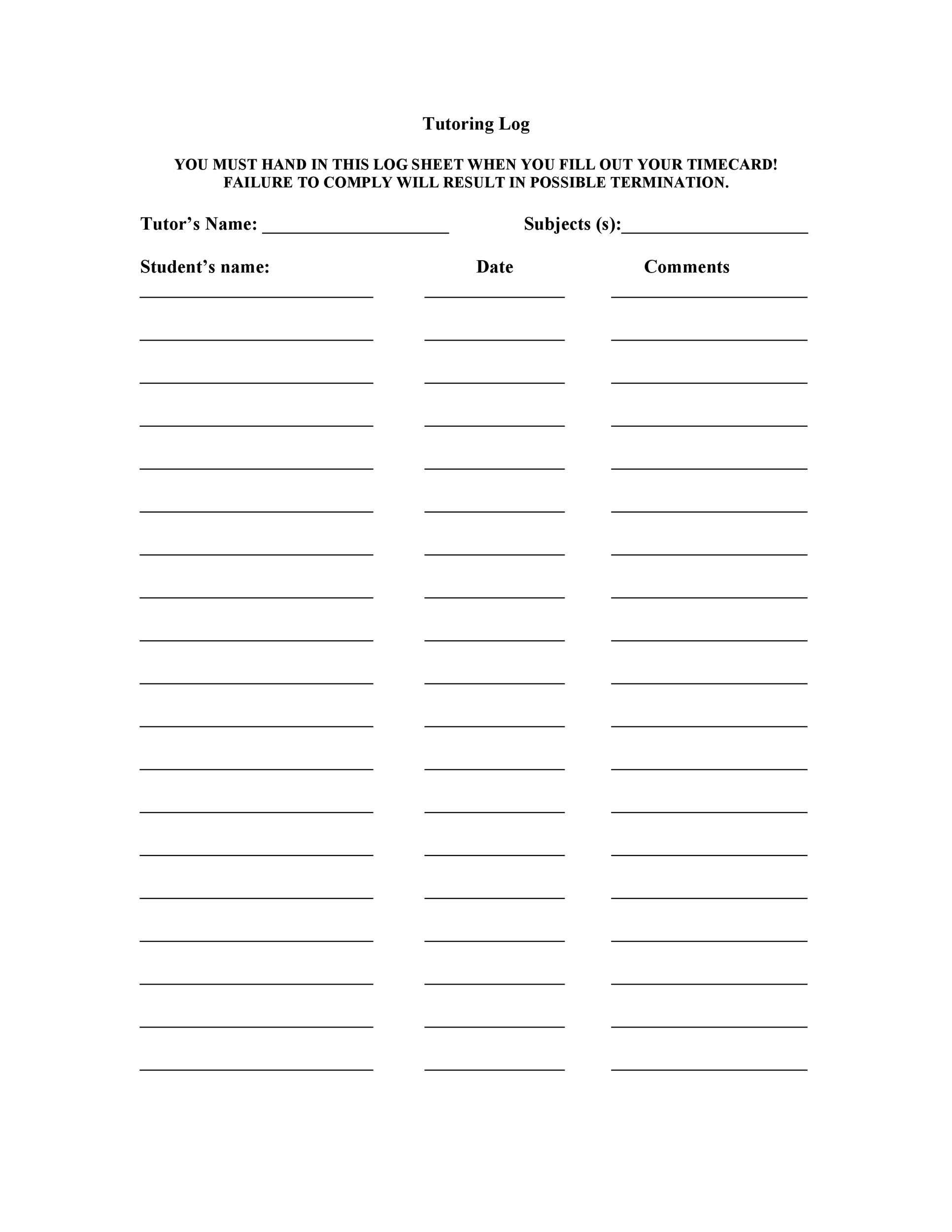 50 Printable Log Sheet Templates Direct Download TemplateLab