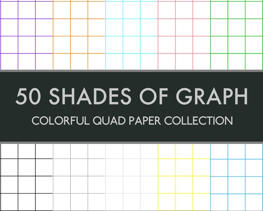 50 X Colorful Quad Graph Printable Paper 1 4 High Resolution PDF Letter Format 8 5 X 11 50 Sheets 50 Colors Instant Download Etsy
