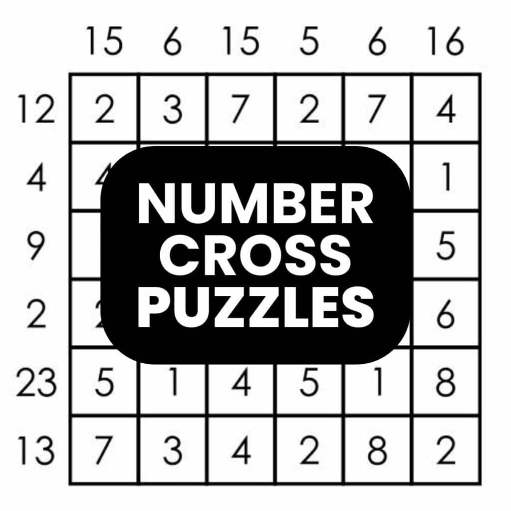 5x5 Number Cross Puzzles Math Love