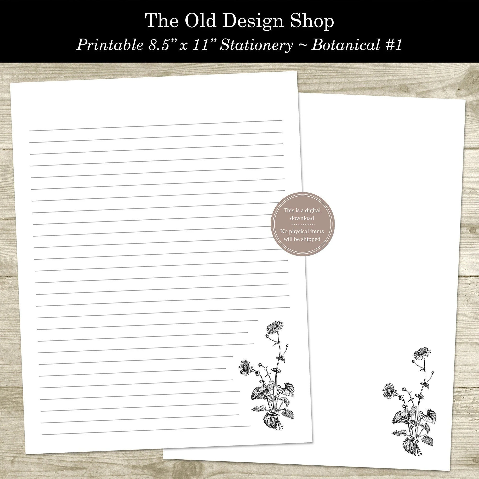 8 5x11 Lined Stationary Paper Pdf Etsy