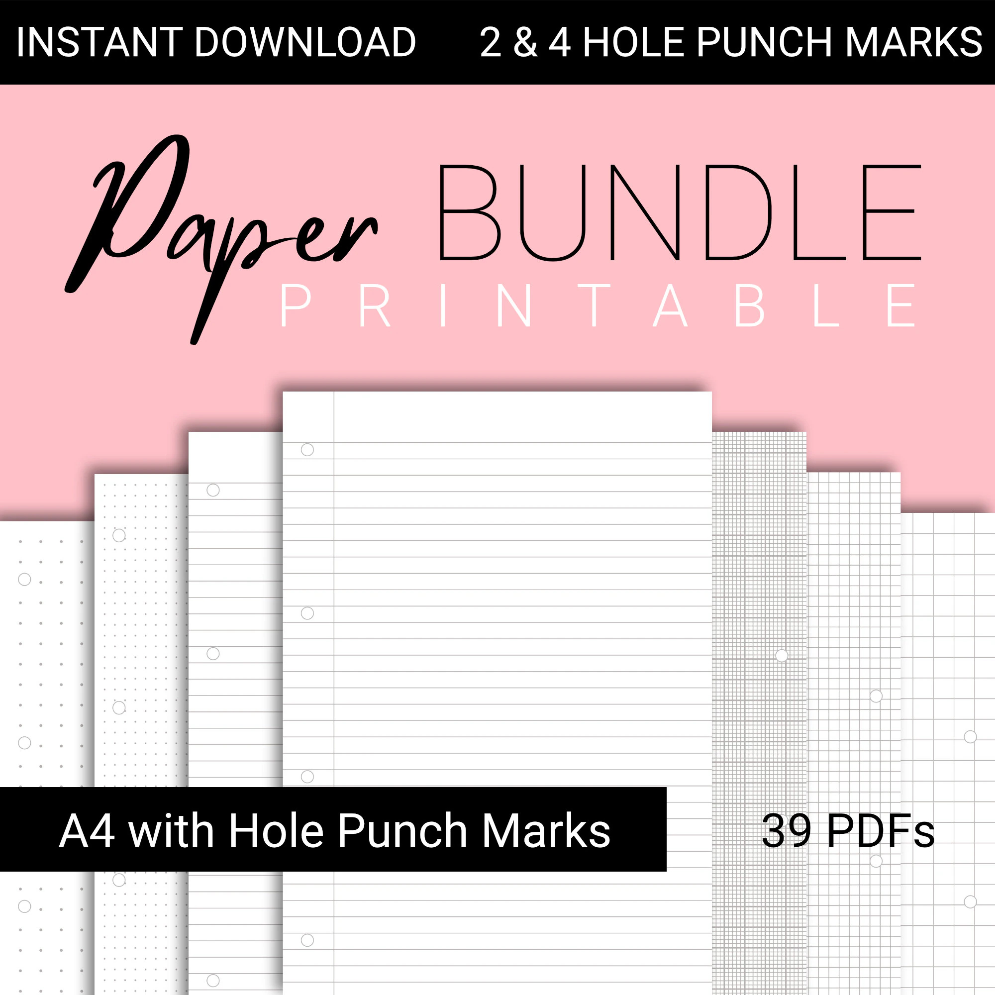 A4 Printable Paper Hole Punch Marks Printable Lined Paper Printable Graph Paper Dotted Grid Paper Instant Download PDF Etsy