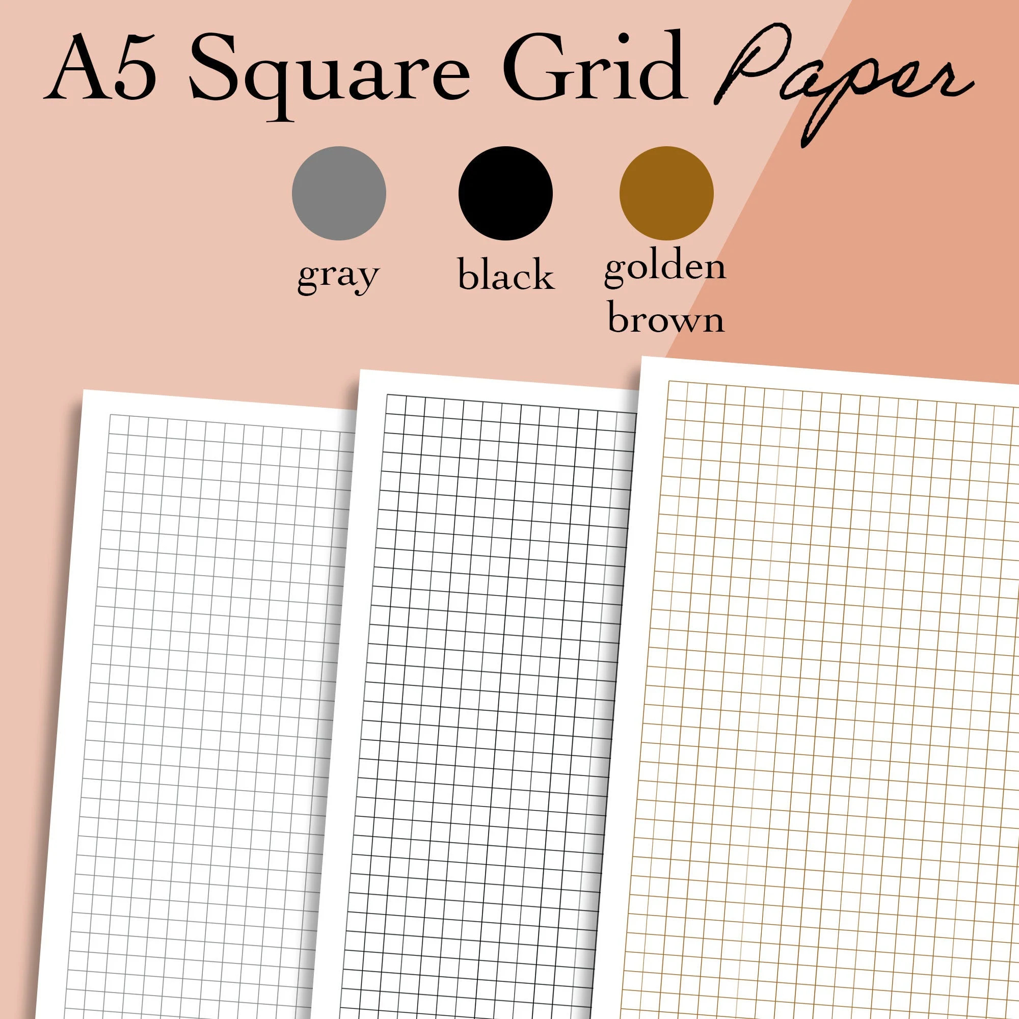 A5 Square Grid Paper Printable 5mm Square Graph Paper Insert A5 Square Grid Journal Template PDF Pages Digital Download Etsy