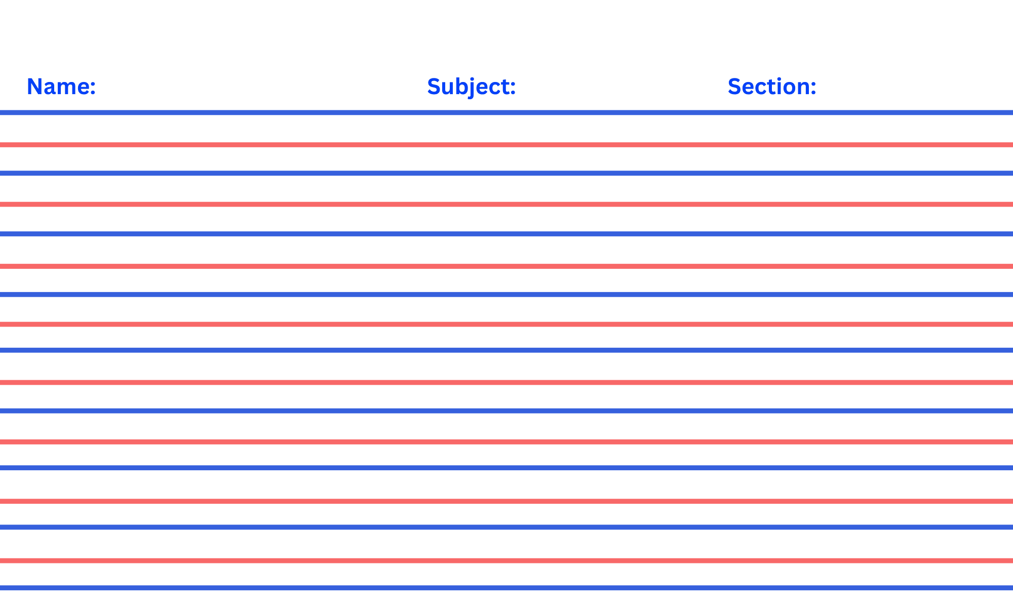 Grade 1 Pad Paper Printable