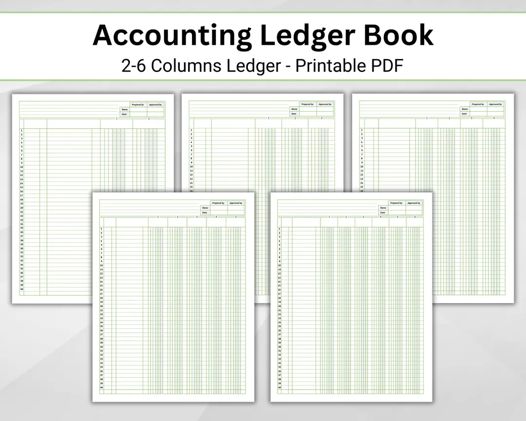 Printable 2 Column Ledger Paper