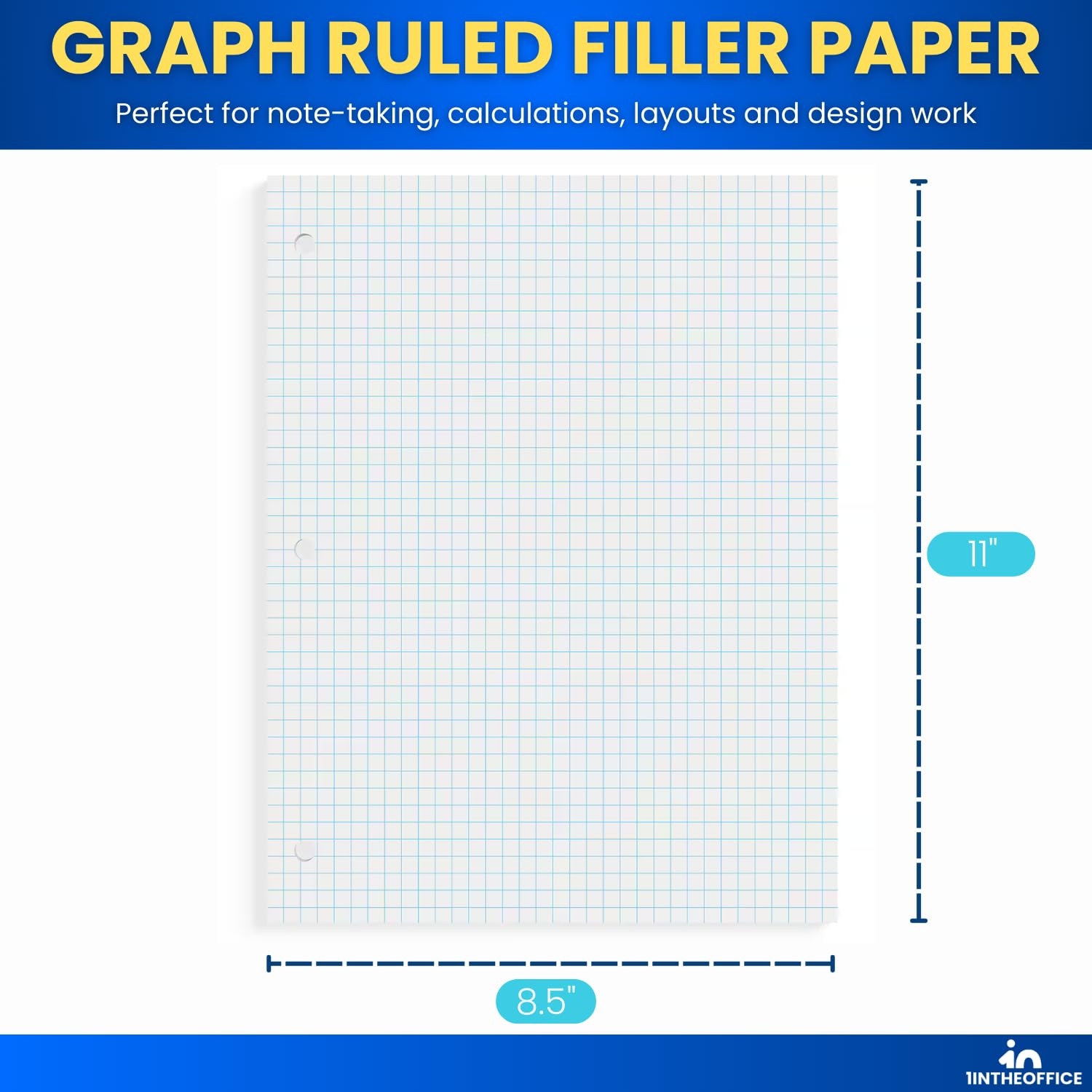 Amazon 1InTheOffice Graph Paper Loose Leaf Graph Ruled Filler Paper 8 5 X 11 200 Sheets Pack White Office Products