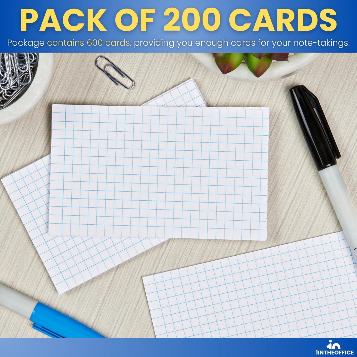 Amazon 1InTheOffice Index Cards 3x5 Graph Ruled White Grid Index Cards 200 Pack Office Products
