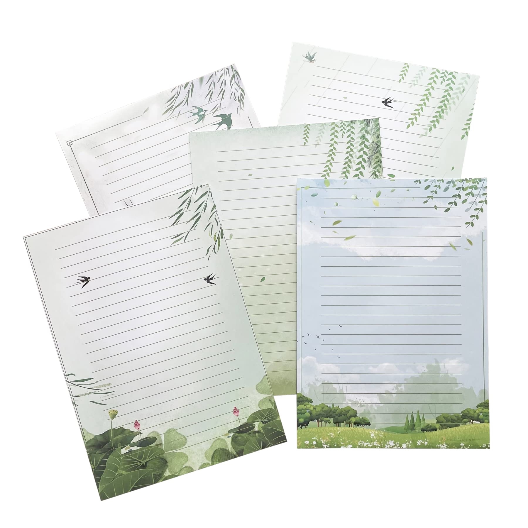 Amazon 50 Lined Writing Paper Set Stationery Paper For Writing Letter 100 GSM Printer Papers 5 Different Style 11 7 X 8 26 Office Products
