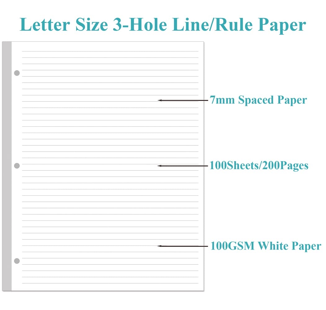 Amazon A4 Lined Refill Paper 3 Hole Punched Ruled Filler 100 Sheets 200 Pages 100gsm White 8 5 X 11 Office Products