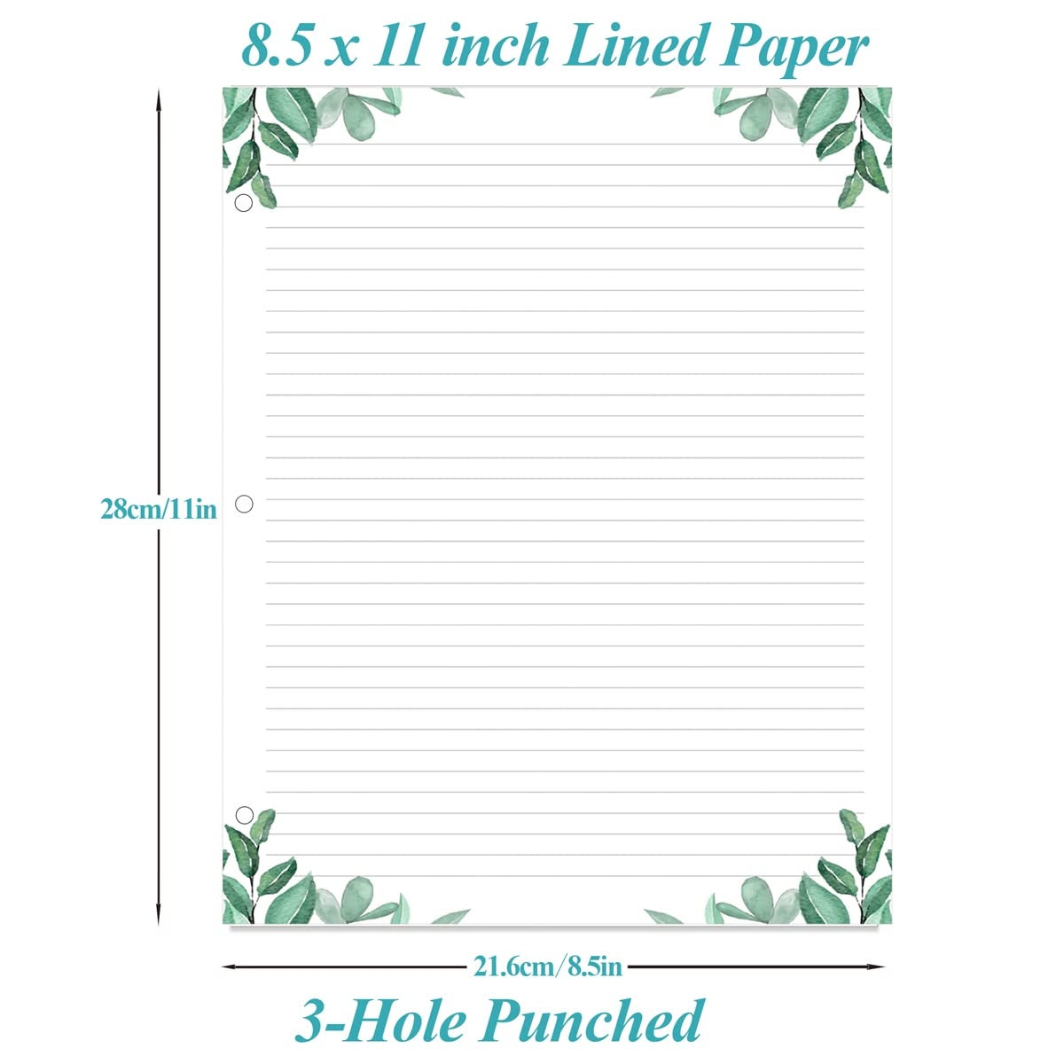 Amazon A4 Lined Refill Paper 3 Hole Punched Ruled Filler Paper 100Sheets 200Pages Loose Leaf Line Paper 100gsm White Paper 8 5 X 11 Leaf Office Products