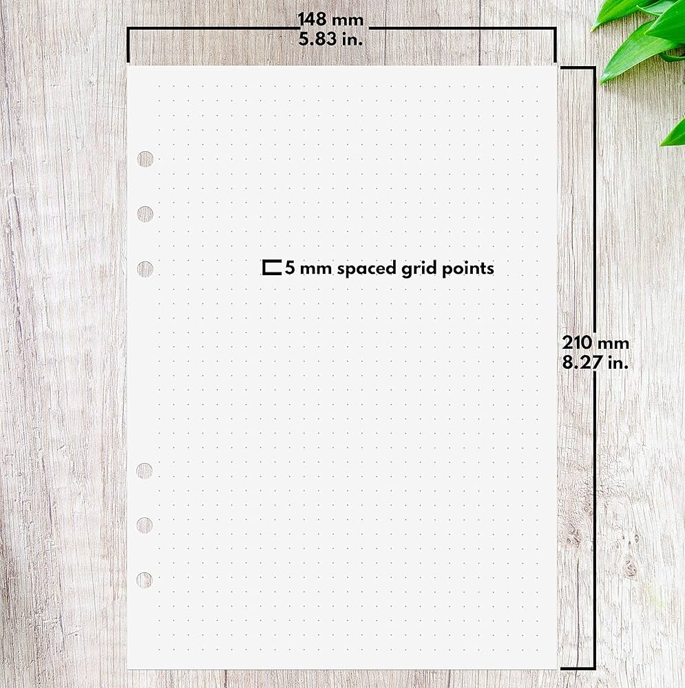 Amazon A5 Dot Grid Paper Extra Thick 6 Hole Punched 200 Sheets 400 Pages 120 GSM Office Products