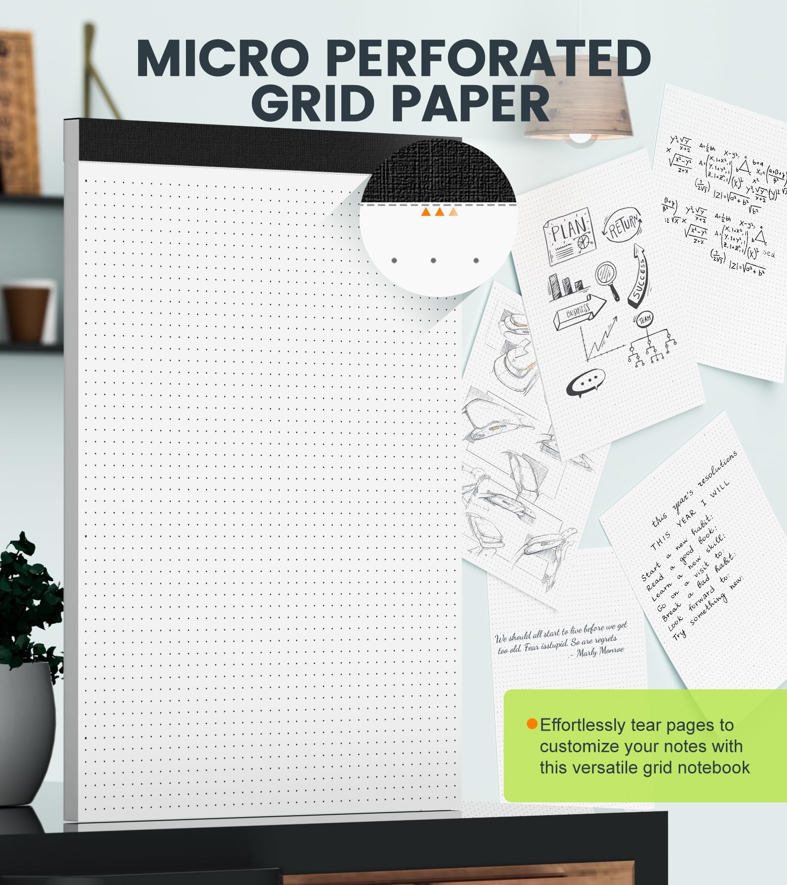 Amazon Dot Paper Pad 8 5 X 11 6 Pack Dotted Notepad 5x5 Double Sided Grid Graph Paper Dotted Sheets 30 Sheets Pad Letter Size 8 5 X 11 Graphing Paper Tear Off Dotted