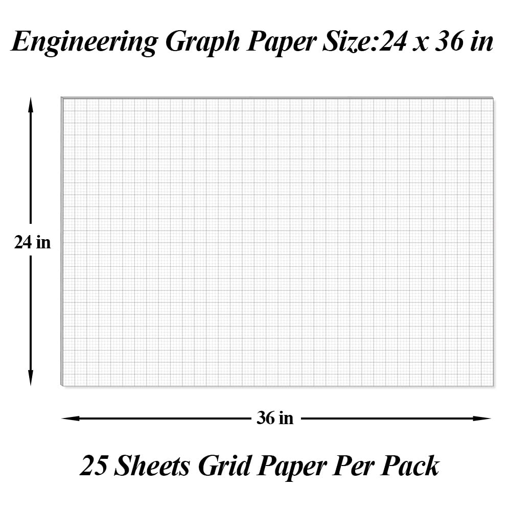 Amazon Graph Paper Pad 24 X 36 Large Graph Paper 25 Sheets 50 Pages 4 x4 Ruled Grid Paper For Engineer Architect Designer Mathematician Draftsmen Sketch House Commercial Building Plan Drafting 