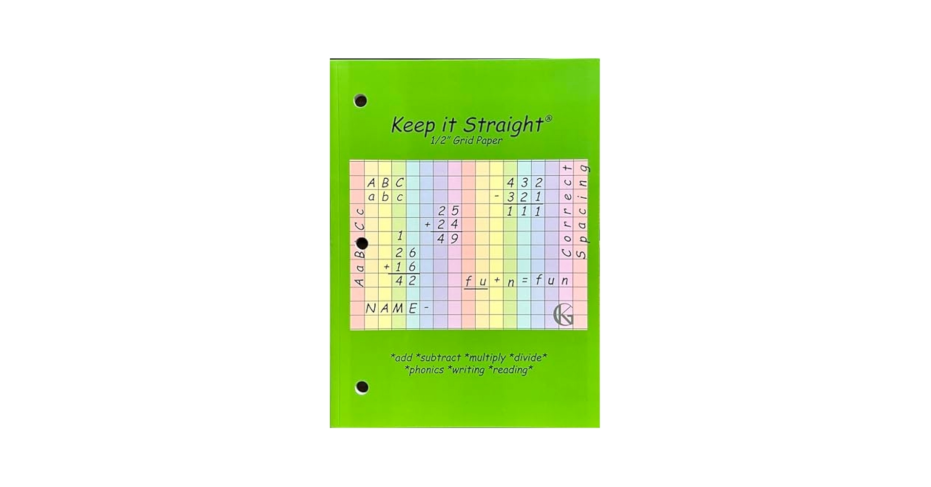 Amazon Keep It Straight ADHD Tools For Kids Architecture For Kids Colorful 1 2 Squares Grid Graph Paper 3 Hole Punch Perforated Ideal For Dyslexia And Calligraphy Paper Office Products
