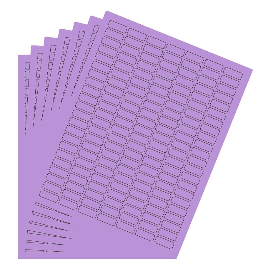 Amazon Labels Printable Sticker Paper Sheets For Printers In Purple 1078 Pack Small Printing Labels 1 Inch X 0 375 Inch For Laser Printers With Template Included 7 Full Sheets Office Products