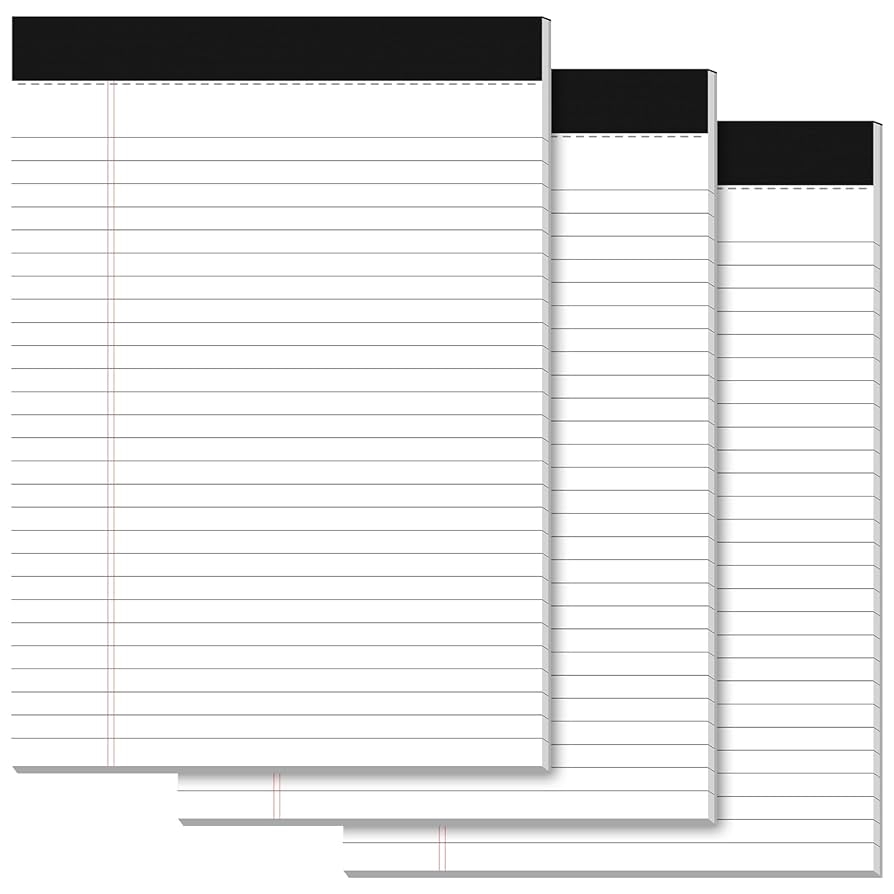 Amazon Legal Pads 8 5 X 11 Writing Pads 3 Pack Note Pads 8 5 X 11 Wide Ruled Pads Of Paper Micro Perforated Notepad 8 5 X 11 Lined Paper Pads Thickness Paper