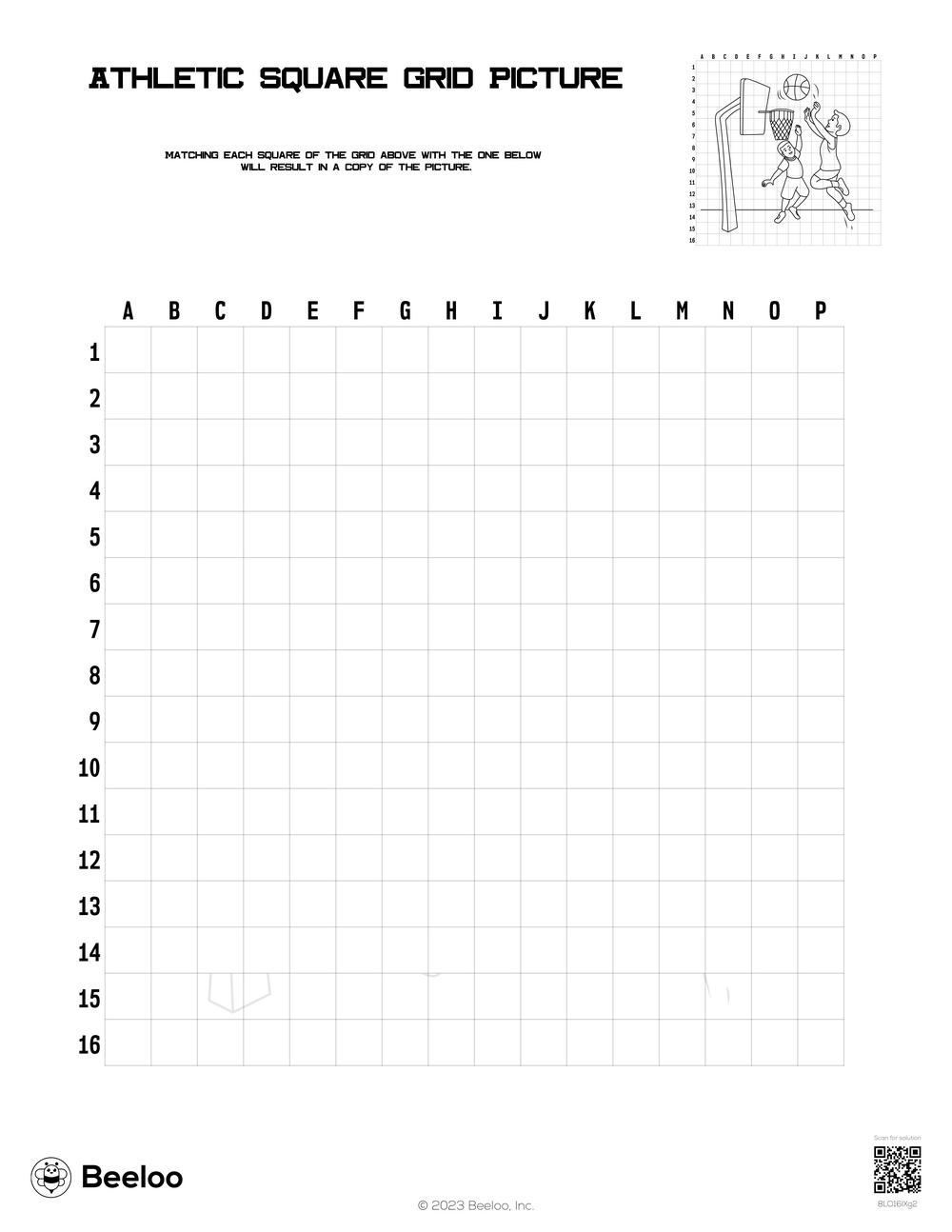 Athletic Square Grid Picture Beeloo Printable Crafts And Activities For Kids