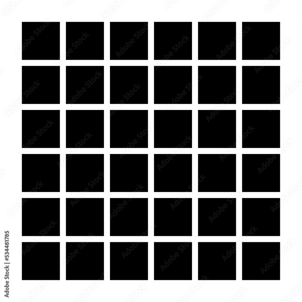 Black Fill No Stroke Square Divided Into Thirty Six 36 Parts 6x6 Grid Isolated Png Illustration Transparent Background Asset For Overlay Montage Collage Presentation Business Concept Stock Illustration Adobe Stock