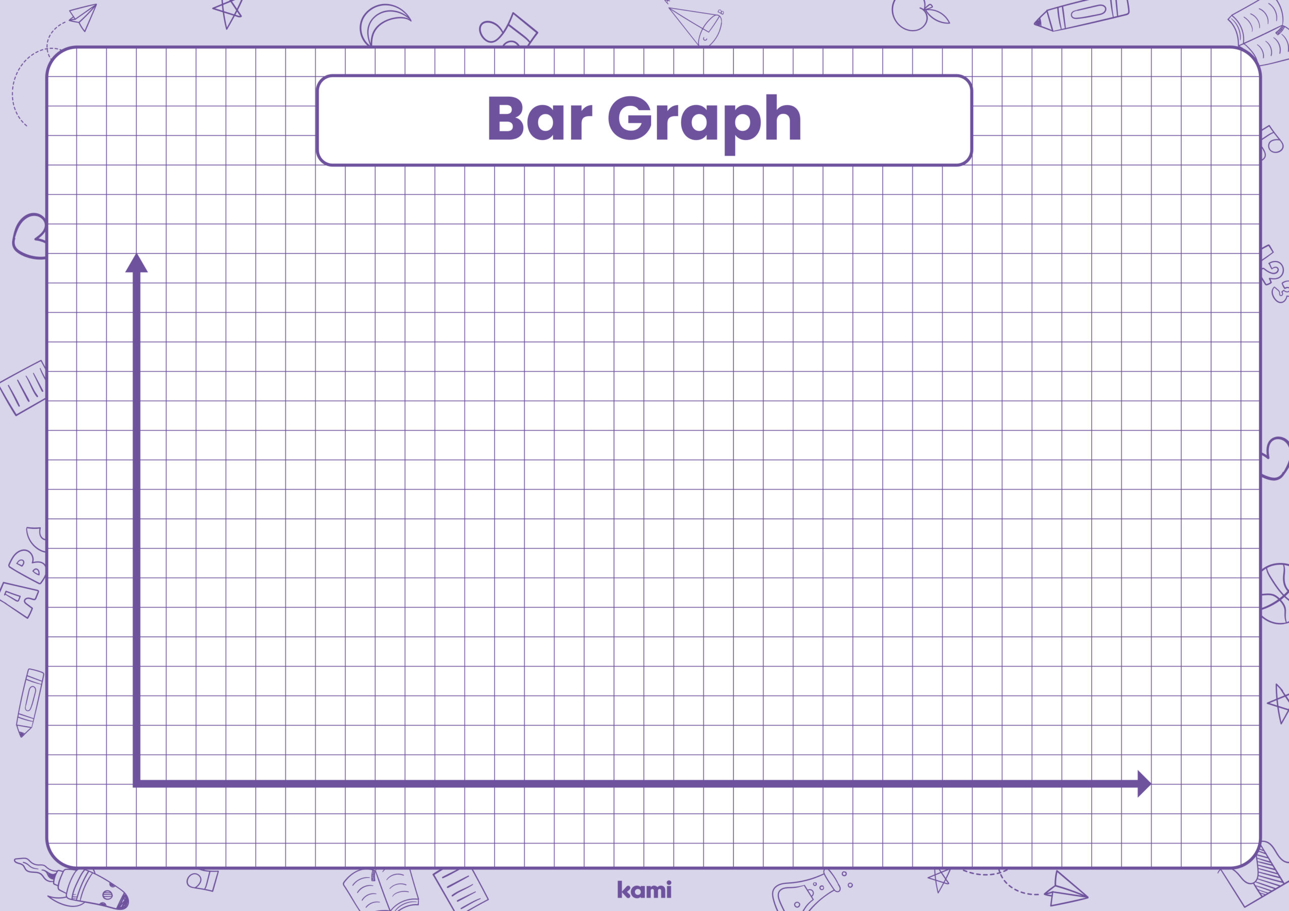 Blank Bar Graph Template Landscape Purple Border For Teachers Worksheets Library