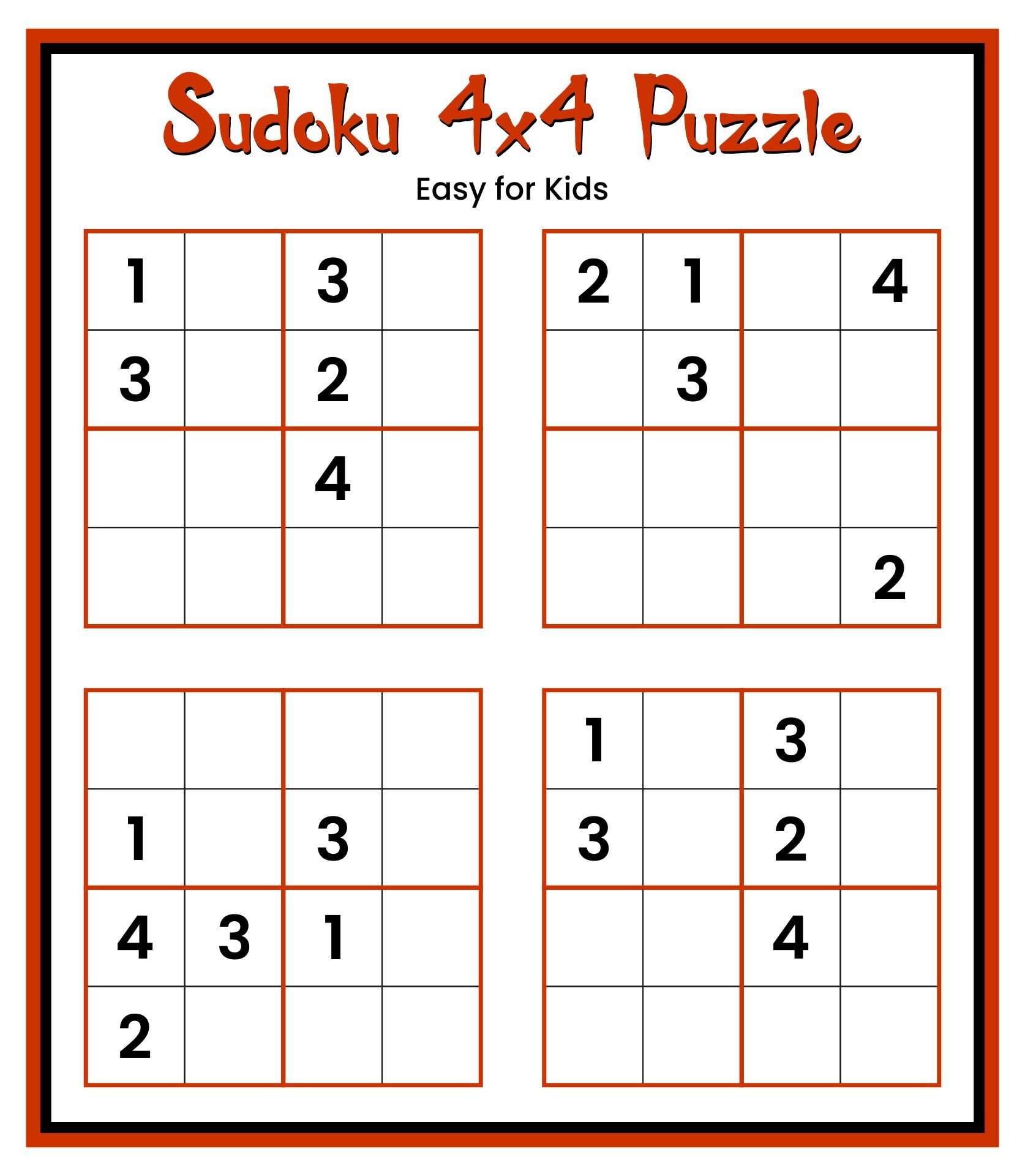 Blank Sudoku Grids 4 X 4 Grids 10 Free PDF Printables Printablee