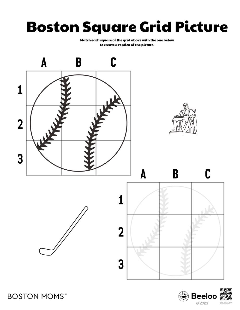 Boston themed Grid Drawings Beeloo Printable Crafts And Activities For Kids