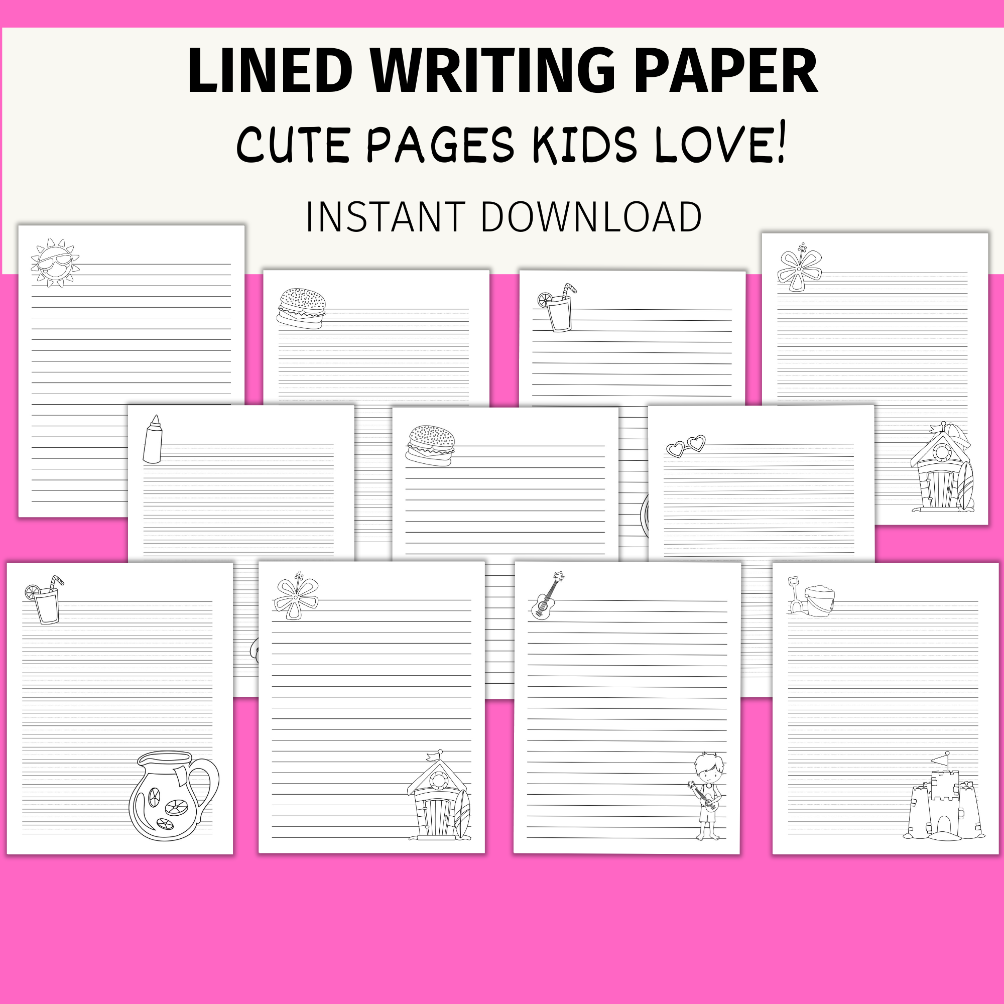 Printable Kids Lined Writing Paper