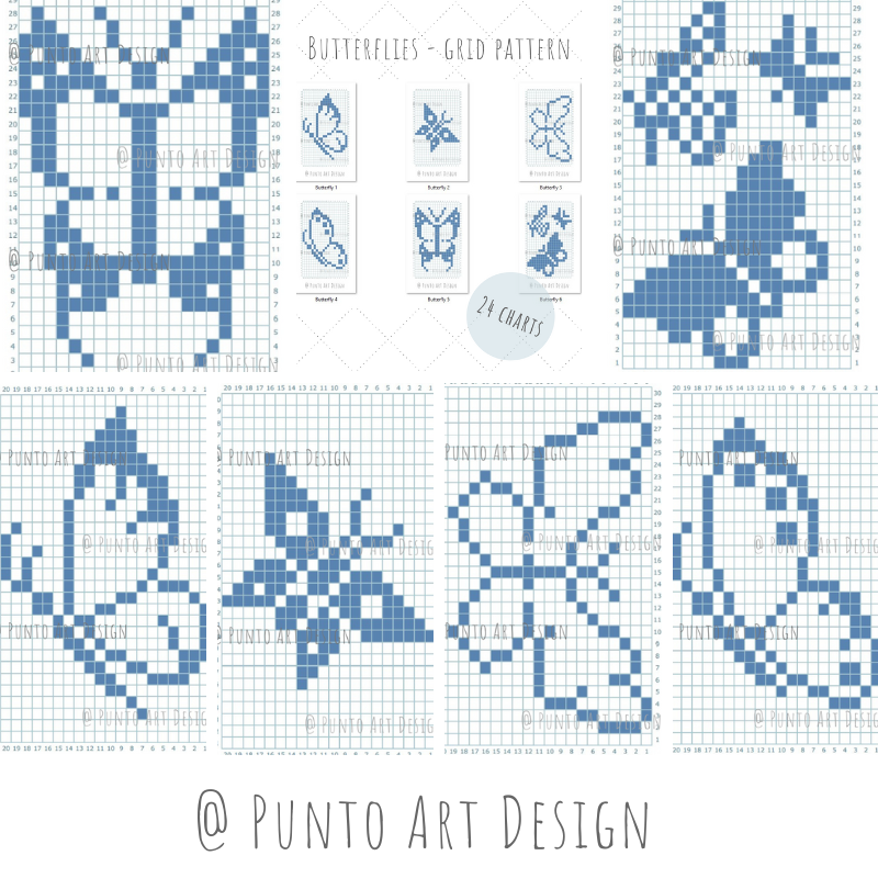 Butterfly Design Chart Free Grid Pattern Punto Art Design Worksheets Library